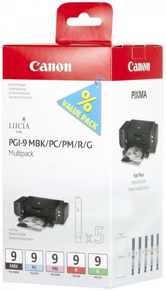 Набор картриджей CANON PGI-9 MBK/PC/PM/R/G многоцветный, 5 картриджей
