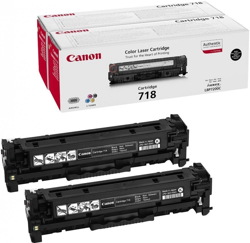 Картридж CANON 718 BK черный, набор из 2 картриджей