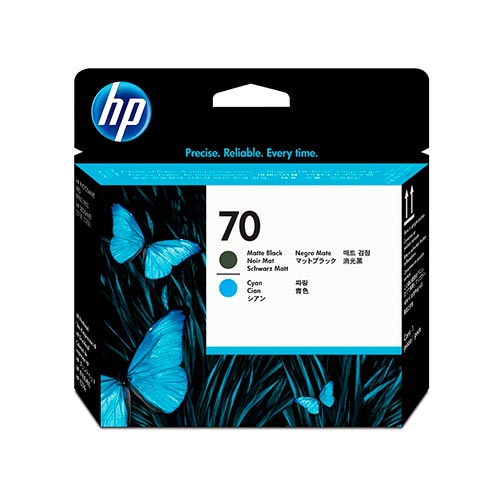 Печатающая головка HP 70 черная матовая и голубая (16000 стр)
