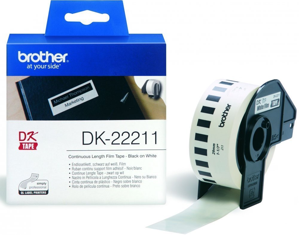 Пленочная клеящаяся лента Brother DK22211 (белая, ширина 29 мм x 15.24 м)