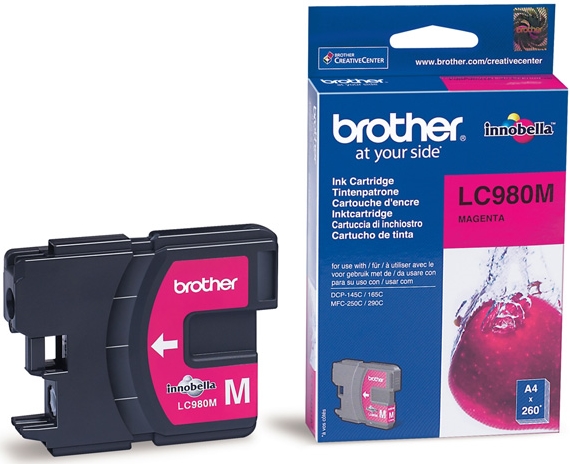 Картридж Brother LC980M DCP-145C/165/195C/375CW, MFC-250C/290C красный (Magenta), 260 стр. (5% заполнение)