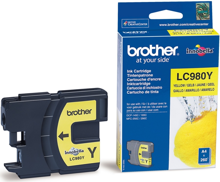 Картридж Brother LC980Y DCP-145C/165/195C/375CW, MFC-250C/290C желтый (Yellow), 260 стр. (5% заполнение)