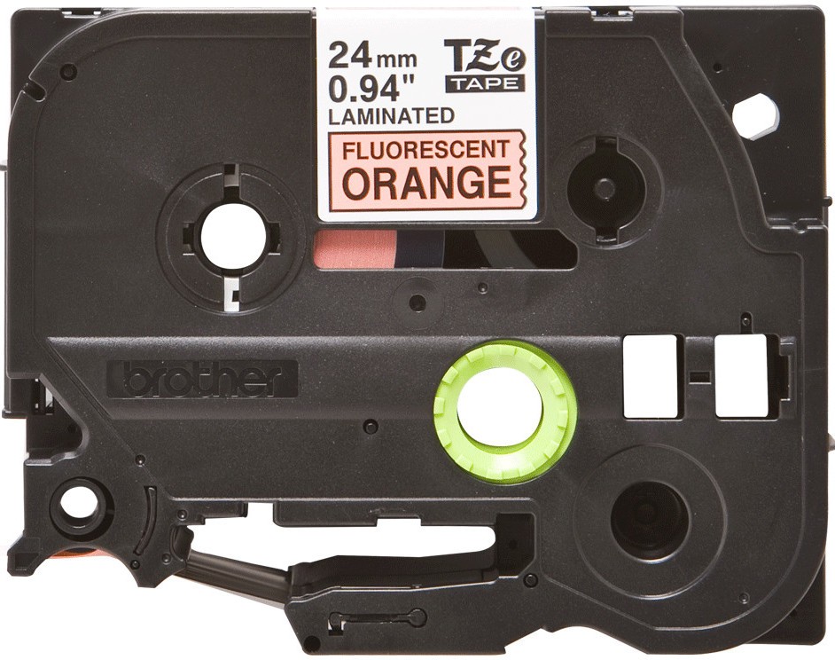 Наклейка ламинированная TZ-EB51 (24 мм черн/оранжевая флюоресцентная лента)
